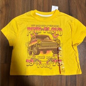 Hybrid Apparel Girls’ Short Sleeve Pink Floyd Cropped Shirt - Yellow XS